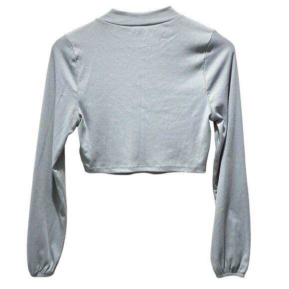 Superdown Lena SET Cropped Top Skirt Ribbed Long Sleeve Blue Womens Size XXS - Picture 5 of 12